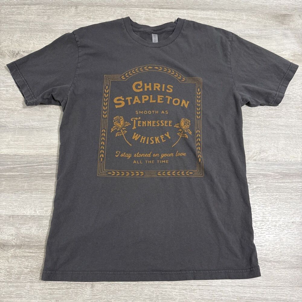 Chris Stapleton Shirt Tennessee Whiskey Men’s Gray Large Country Music Cotton